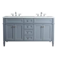 Stufurhome Anastasia French 60 In Grey Double Sink Bathroom Vanity With Marble Vanity Top And White Basin Hd 1524g 60 Cr The Home Depot Double Sink Bathroom Vanity Bathroom Sink Vanity Double Vanity Bathroom