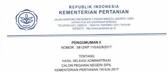 31.042 pelamar lolos seleksi administrasi, link cek namamu di sini dalam daftar tersebut, sebanyak 31.042 peserta yang melamar di berbagai formasi kementan. Pengumuman Hasil Seleksi Administrasi Cpns Kementerian Pertanian Tahun 2017 Lowongan Kerja Dan Rekrutmen Bulan Juli 2021
