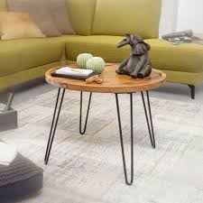 Wohnling Couchtisch Sheesham Massivholz 60x45x60 Cm Wohnzimmertisch Rund Sofatisch Mit Haarnadelbeine Kaffeetisch Aus Holz Und Metall Kaufen Bei Skyport Gmbh