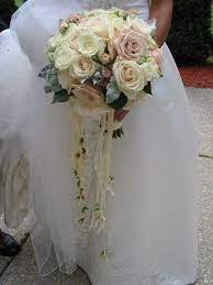 Sale for a limted time only. Blush Pink And Cream Vintage Wedding Bouquet Trailing Ribbons By Carolyn Valenti Floral Wedding Inspiration Vintage Beach Weddings Cream Wedding Bouquet