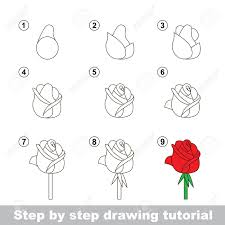 Paso A Paso Tutorial De Dibujo Vector De Juego De Ninos Como Dibujar Una Rosa Ilustraciones Vectoriales Clip Art Vectorizado Libre De Derechos Image 53538716