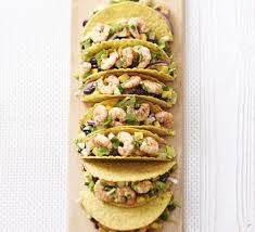 Make sauce by whisking yogurt, mayo, lime juice, taco seasoning, cayenne and black pepper in a medium bowl. Spicy Jerk Prawn Mango Tacos With Coconut Dressing Recipe Bbc Good Food