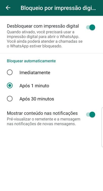 Resultado de imagem para WhatsApp traz função de desbloqueio com biometria para o Android"
