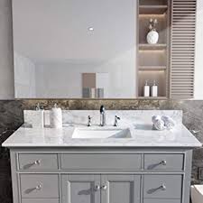 Diy butcher block countertops by tidbits diy solid white concrete countertop by oak abode diy concrete vanity overlay by kaleidoscope living 2. Unie 49x22 Inch Bathroom Vanity Single Sink White Carrara Marble Countertop With Faucet Hole Back Splash For Bathroom Not Include The Cabinet Amazon Com