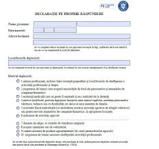 Documentul poate fi completat în format electronic, dar este nevoie de semnătura titularului. Nou Model De DeclaraÈ›ie Pe Proprie RÄƒspundere Euro Oltenia Info
