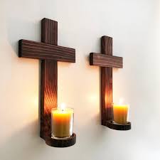 Wrought iron hanging candle holder wrought iron hanging candle holder. Cross Set Of 2 Wooden Hand Crafted Wall Decor Cross Votive Etsy Wooden Wall Candle Holders Cross Wall Decor Wooden Candles