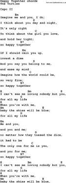 Song Lyrics With Guitar Chords For Happy Together Guitar Chords Guitar Kids Guitar Chords For Songs