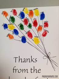 Not only is it cute but it's fun for the kids because they get to have their fingers messy! Teacher Appreciation Card From Class Louise Teacher Cards Teacher Birthday Card Teacher Appreciation Cards