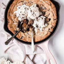 Salty Dark And Milk Chocolate Skillet Cookie Recipe Sur La Table In 2020 Skillet Cookie Baked Dessert Recipes Chocolate Milk