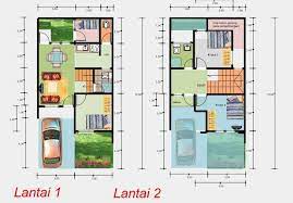 Denah Rumah Minimalis Sederhana 2 Lantai 6x12 Small House Design Exterior Modern House Floor Plans Minimalist House Design