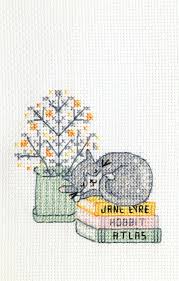 Cat with butterfly cross stitch pattern. Cat Cross Stitch Pattern Grey Cat Books House Plant Etsy In 2021 Cat Cross Stitch Cat Cross Stitch Pattern Cross Stitch Patterns