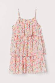 patterned tiered dress pink floral kids h m us roupas de menina roupas vestidos