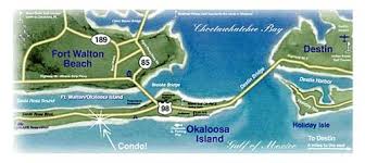 map of okaloosa island, destin, and fort walton beach for visitors to see