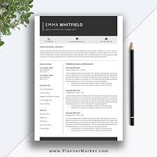 This free html5 one page template will help you set up a personal page and successfully sell talents. Professional Resume Template 5 Page Cv Template Creative Resume Design Cover Letter Ms Word Instant Download The Emma Resume Plannermarket Com Best Selling Printable Templates For Everyone