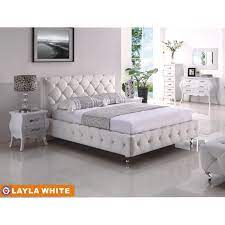 In white leather bedroom set we flitter with the ephori, and in white leather bedroom sets with the tribunes; Aef Layla Modern Stylish White Jeweled Button Tufted All Around Leather Bed With Curvy Matching Casegoods