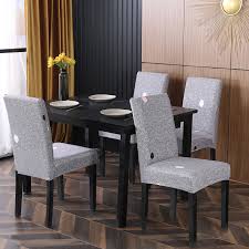 What kind of fabric is best for dining room chairs? String Printed Stretchable Chair Cover For Dining Chairs