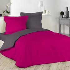 Chambre rose pour petite fille. Housse De Couette Et Deux Taies 240 Cm Bicolore Rose Fuchsia Linge De Lit Eminza