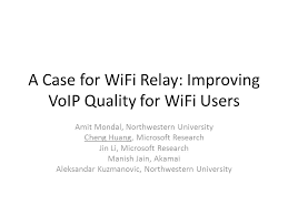 Virtual relay for life wexford, 25th july. A Case For Wifi Relay Improving Voip Quality For Wifi Users Amit Mondal Northwestern University Cheng Huang Microsoft Research Jin Li Microsoft Research Ppt Download