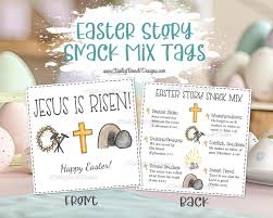 Easter Story He is Risen Snack Mix Tags Easter Treat Bag Toppers Editable  Printable ES05 INSTANT DOWNLOAD