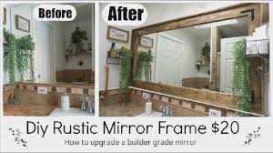 Buying a framed mirror can cost several hundred dollars or you can diy your own for a fraction of the cost. Rustic Mirror Frame Farmhouse Diy Decor Momma From Scratch Youtube