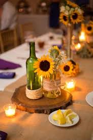 Wedding table setting decoration ideas for reception. Rustic Sunflower Wedding Decorations Accents