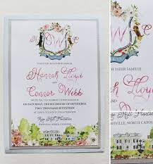 Hannah L Watercolor Crest Wedding Invitations Crest Wedding Invitations Wedding Invitation Stationary Monogram Wedding Invitations