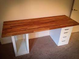 Pin By Duygu On Ikea Hacks Ikea Ile Organize Evler Ikea Desk Ikea Wood Desk Solid Wood Desk