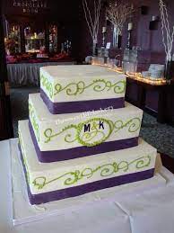 Lime Green And Purple Monogram Wedding Cake In 2022 Monogram Wedding Cake Green Wedding Cake Purple And Green Wedding