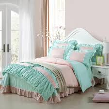 Tiffany Blue And Pale Pink Girls Princess Themed Small Polka Dots Print Full Queen Size Bedding Set Blue Themed Bedroom Tiffany Blue Bedroom Blue Bedding Sets