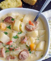 Slow Cooker Cheesy Smoked Sausage Potato Soup 5 Boys Baker Recipe Crockpot Soup Recipes Slow Cooker Soup Slow Cooker Potatoes