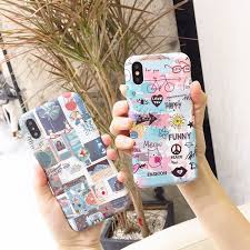 Shopee has a wide selection of product categories ranging from consumer electronics to home & living, health & beauty, baby & toys, fashion and fitness equipment. Jamular Cartoon Graffiti Phone Case For Iphone Xs Max Xr X 6 6s 8 Plus Cute Cat Print Soft Back Cover For Iphone 7 Letter Shell Buy At The Price Of