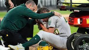 A line drive struck oakland athletics starting pitcher chris bassitt in the face tuesday night in chicago, dropping him to his knees for several minutes before he was carted off the field on his way to a hospital. Aizb092 Aol1ym