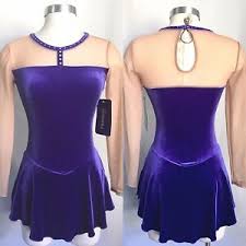 Details About Mondor Velvet Mesh Skating Dress W Rhinestones Purple Adult Size S Nwt