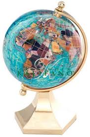 4 Bahama Blue Gemstone Globe In 24k Gold Contempo Stand Bahama Blue World Globes Globe
