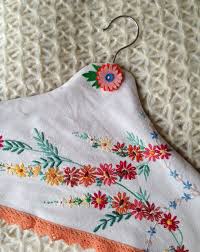 1940 S Style Felt Detail On My Hanger Cover Made From A Damaged Vintage Embroidered Table Cloth Embroidery Patterns Vintage Vintage Embroidery Sewing Crafts