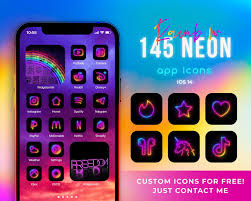 This neon app icons, which reflects neon colors very well, can be used in harmony with different color suggestions. 145 Rainbow Neon Ios 14 Icons Neon App Covers Ios 14 Icons Etsy In 2021 App Covers App Icon Custom Icons