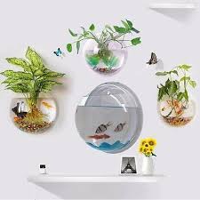 Pot Plant Wall Mounted Hanging Bubble Bowl Fish Tank Aquarium Home Decoration Plant Wall Fish Tank Wall Aquarium