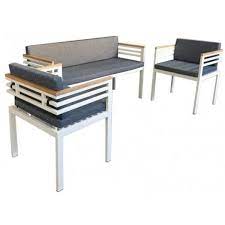 The set consists of four chairs, one sofa for two people and one table with a black glass table top. Hospitality Metal Garden Sofa Set Cafe Restaurant Coffee Shop