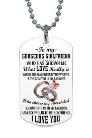 To My Gorgeous Girlfriend I Love You Dog Tag Necklace Birthday Anniversary Graduation Gift Boyfriend Gifts Girlfriend Gifts Birthday Gifts For Girlfriend