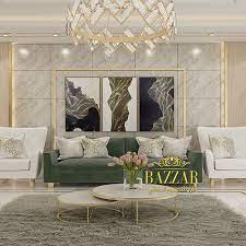 مجلس نساء علي طراز نيوكلاسيك تم طلاء الجدران باللون البيج والابيض واختيار الكنب باللون decor home living room living room design decor living room sofa design