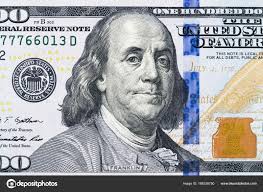 Menutup pandangan kepala Benjamin Franklin menghadapi 100 dolar AS. US  seratus dolar tagihan penutupan. Tumpukan tagihan seratus dolar di latar  belakang uang . — Foto Stok © bigtunaonline #169238750