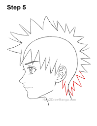 Through the boundary of each segment, draw vertical lines. How To Draw A Manga Boy With Spiky Hair Side View Step By Step Pictures How 2 Draw Manga