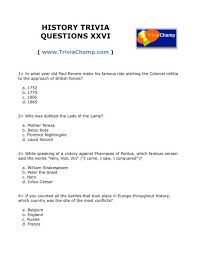 Perhaps it was the unique r. History Trivia Questions Xxvi Trivia Champ