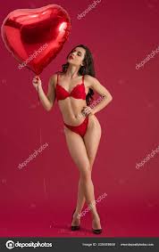 Sexy Girl Lingerie High Heeled Shoes Holding Heart Shaped Balloon Stock Photo By C Vitalikradko 335509868