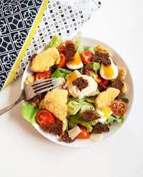 Salade Cesar Allegee Poulet Croustillant Croutons Complets Sauce Light Recette Poulet Croustillant Salade Cesar Salade