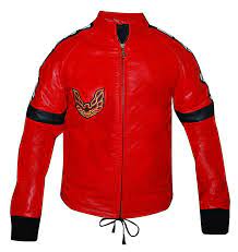 Smokey And The Bandit Red Trans Am Leather Jacket Jeedad Red Bomber Jacket Leather Jacket Men Leather Jackets Online