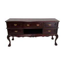 Exceptional old charm large storage cabinet tv etc linenfold doors. Solid Mahogany Wood Tv Cabinet With 5 Drawers Chippendale Antique Style