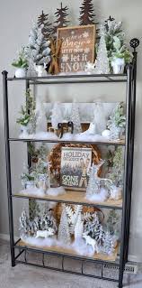 Dining Delight Winter Decor On Etagere Shelves In 2020 Winter Decor White Christmas Decor Winter Home Decor