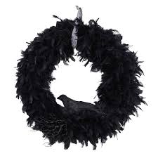 Nearly Natural 30 in. Black Raven Feather Halloween Wreath W1201 - The Home  Depot