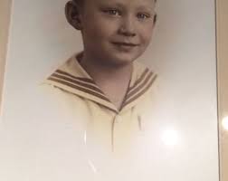 Vintage Art, Antique Hand Colored Photo, 1920s Beautiful Child, Sailor  Suit, Bromide Print, Kodak History